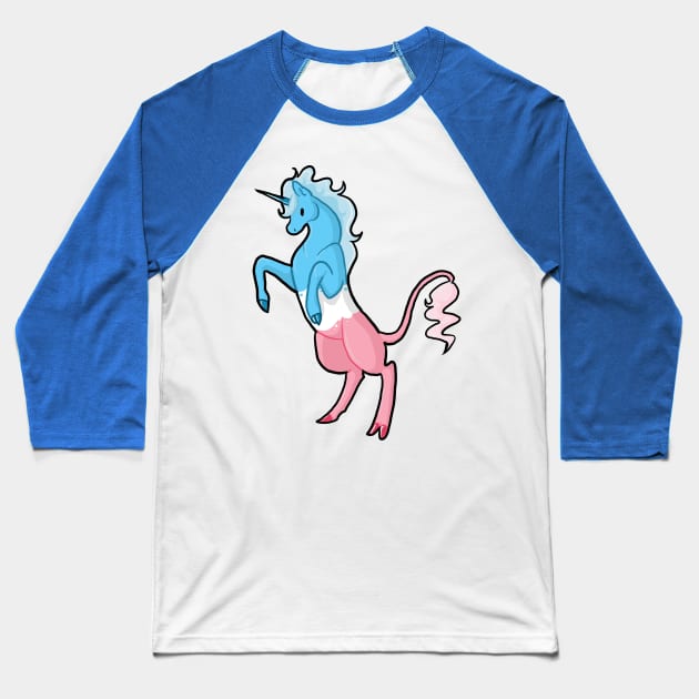 Trans Pride Unicorn Baseball T-Shirt by Khalico